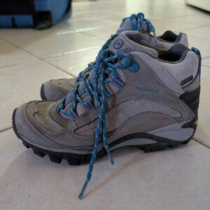 Merrell Women's Castle Rock blue and gray high top hiking boots